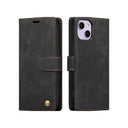 iPhone 14 Book Flip Case Black Leather Wallet