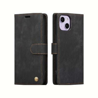 iphone 15 plus pro max leather wallet case black