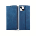 iPhone 14 Book Flip Case Navy Leather Wallet