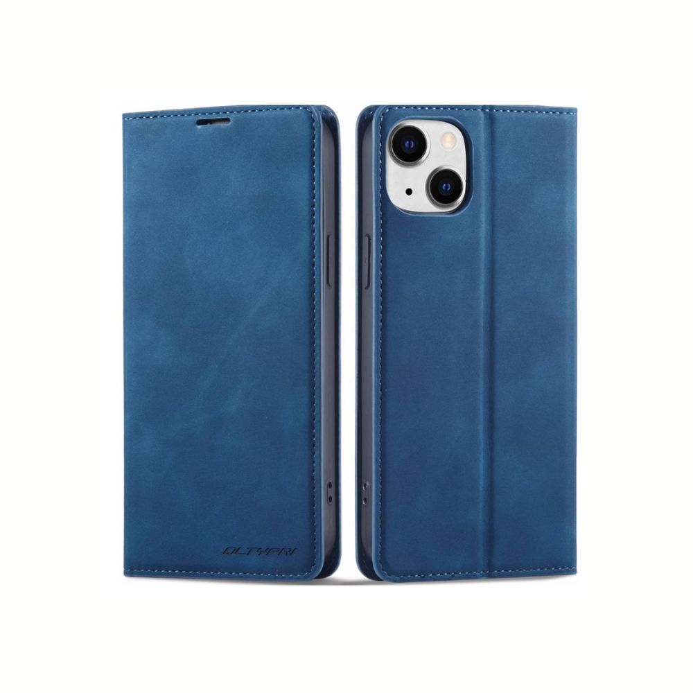iphone 15 plus pro max leather wallet case blue