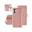 iPhone 16 Book Flip Case Rose Gold Leather Wallet