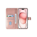 iPhone 16 Book Flip Case Rose Gold Leather Wallet