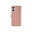 iPhone 16 Book Flip Case Rose Gold Leather Wallet