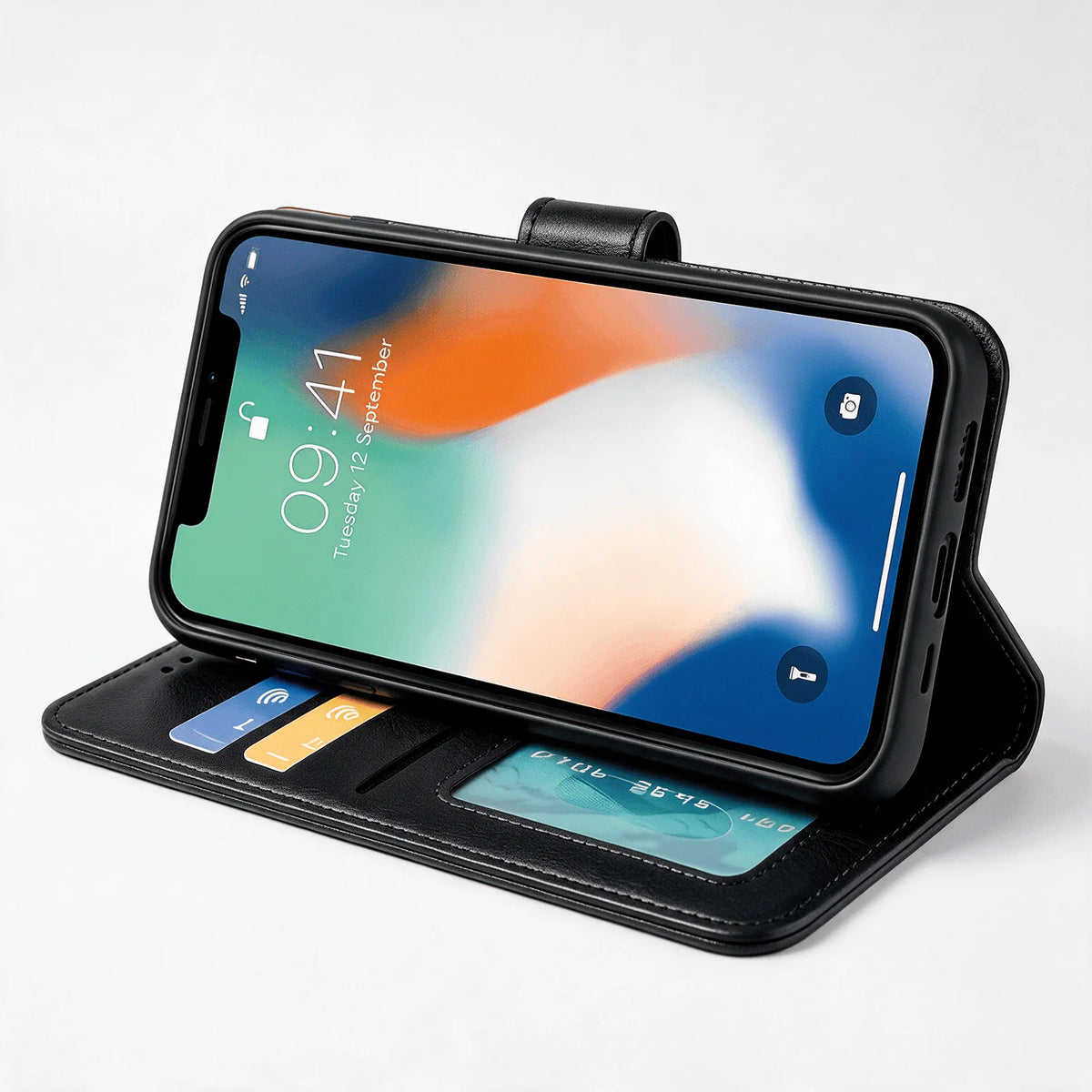 iPhone X / XS / XR / XS Max Book Flip Case Leather Wallet