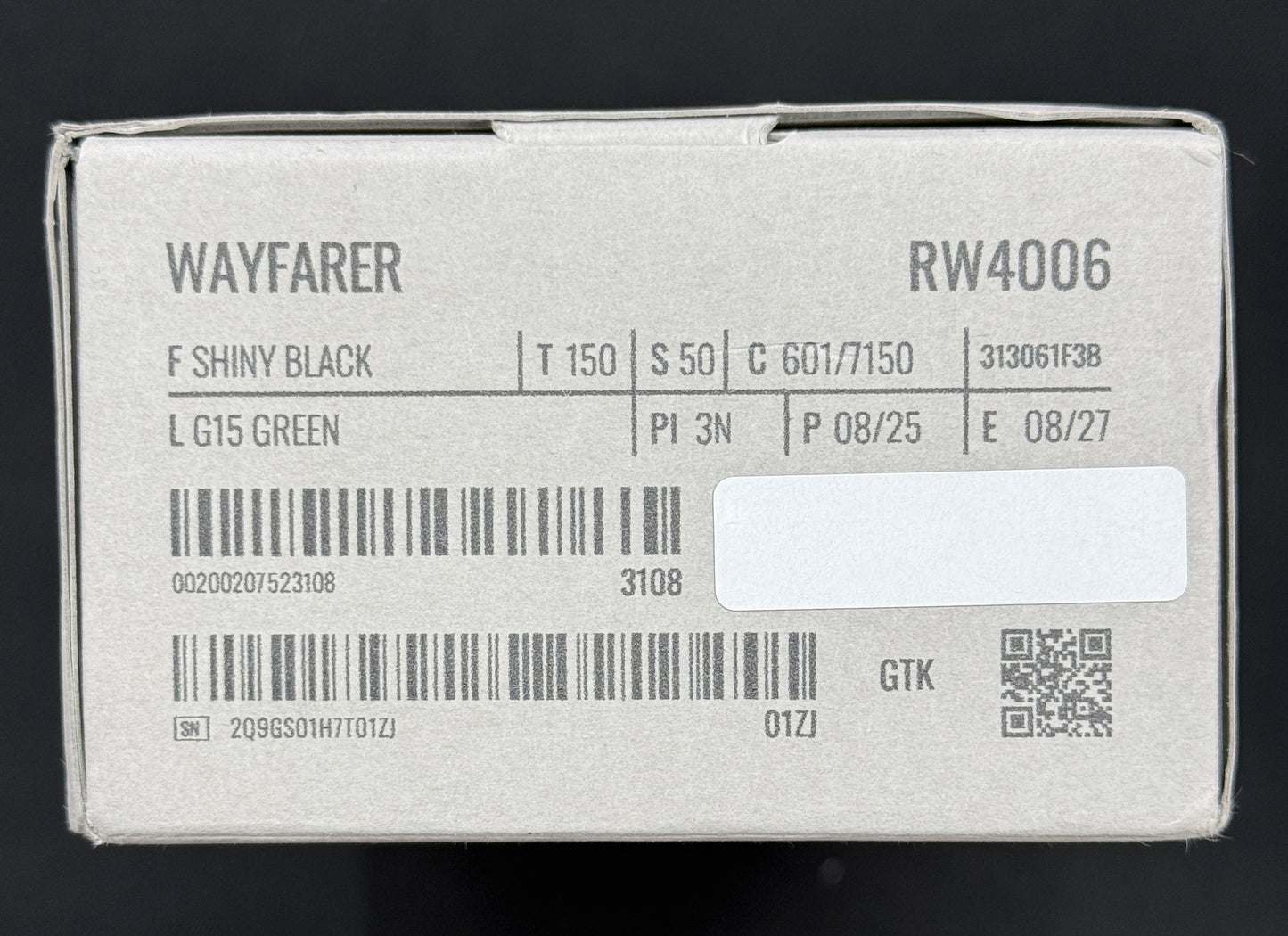 Ray Ban Meta Wayfarer - New, Shiny Black / G15 Green, Size 50