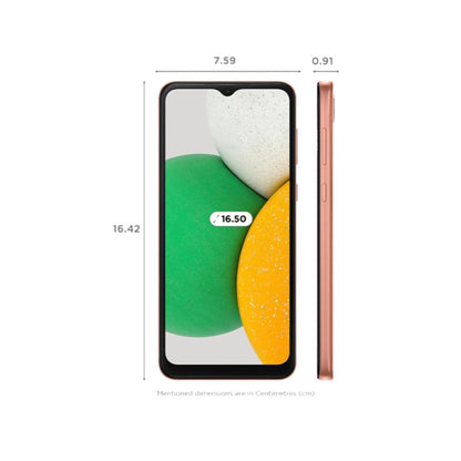 Samsung Galaxy A03 Core in Bronze, front view showing 6.5-inch HD+ display