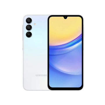 Samsung Galaxy A15 5G Light Blue front view showing Super AMOLED display