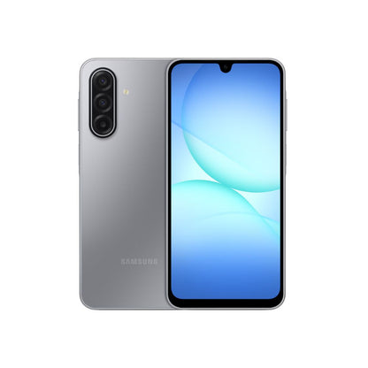 Samsung smartphone showing front and back on a white background
